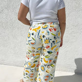 Elsie | Women's Printed Denim Pants with Straight Leg