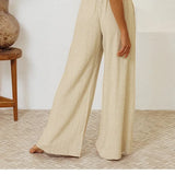 Calla | Women's Pants with Ruffled Waistband and Tie Belt