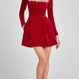 Madeleine | Women's Square Neck Mini Dress with Empire Waist and Slim Fit