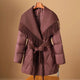 Juliette | Women's Mid-Length Duck Down Coat with Wool Fringe Lapel and Belted Waist
