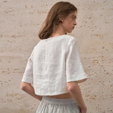 Evelyn | Women Top With Linen Boxy Cropped Fit