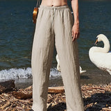 Marina | Women's Pants with Drawstring Waistband and Wide Legs