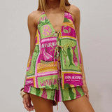 Havana | Women's Two Piece Set Lace Vest Shorts
