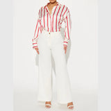 Delaney | Women Blouse With Satin Stripe Design