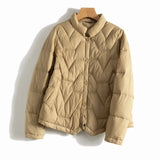 Natalie | Women's Chevron Quilted Duck Down Jacket with Snap Button Closure