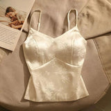 Juliette | Women Top With Satin Floral Jacquard