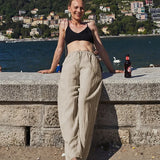 Marina | Women's Pants with Drawstring Waistband and Wide Legs
