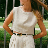 Hazel | Women Top With Linen Cropped Fit