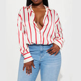 Delaney | Women Blouse With Satin Stripe Design