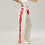 Kyla | Women's High Waist Striped Cotton Pants with Elastic Waist
