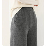 Viviana | Women's Merino Wool Wide Leg Pants with Elastic Waist
