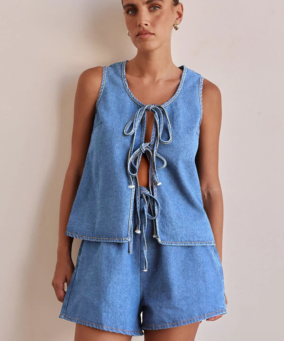 Avery | Women's Denim Two Piece Set Shorts