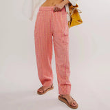 Evangeline | Women's Relaxed Check Pants with Elastic Waist