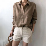 Noelle | Women Shirt With Linen Open Collar