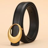 Rowan | Women Belt with Leather Strap and Crescent Buckle