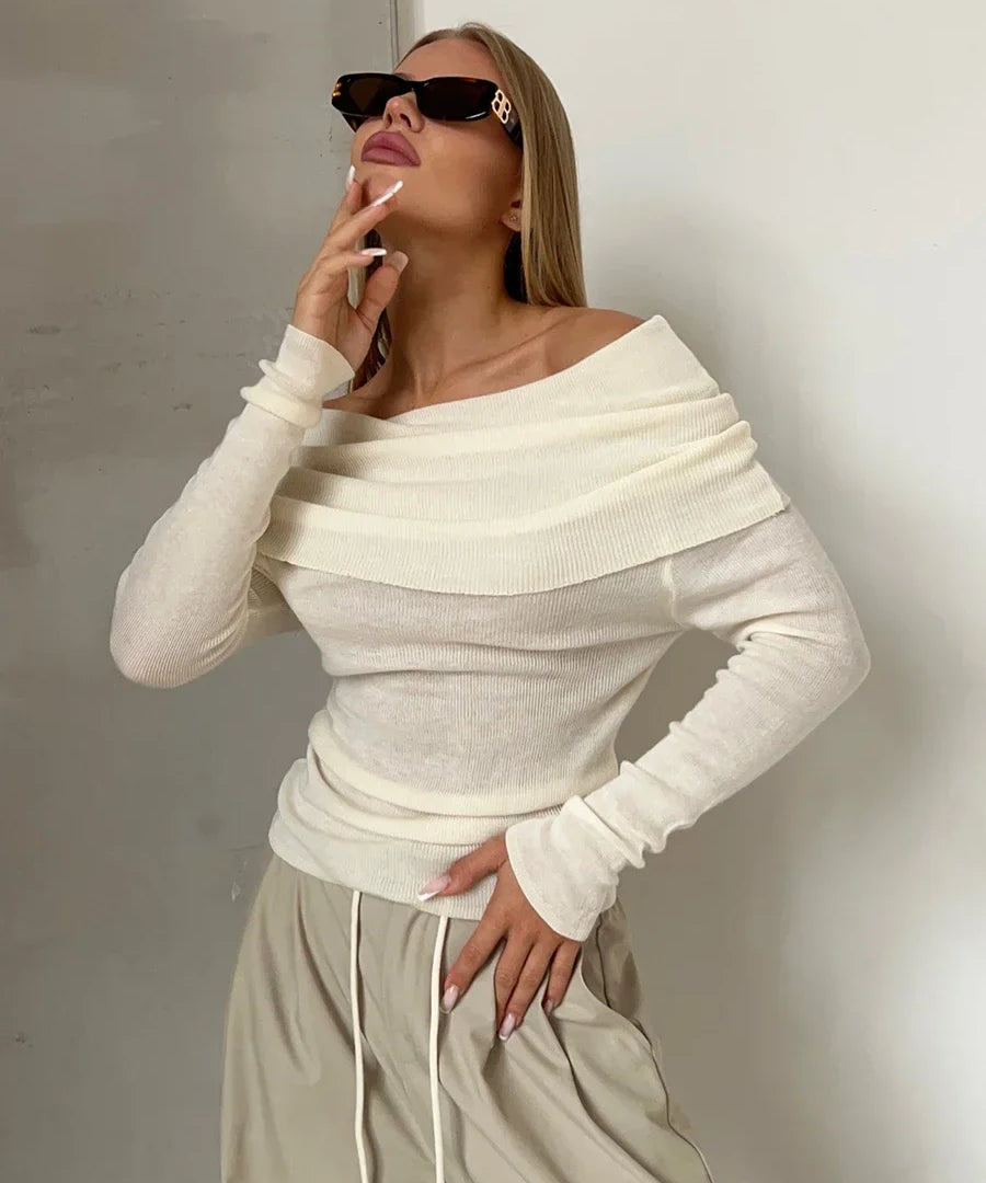 Orvieto | Women Top With Off Shoulder Knit