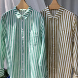 Caroline | Women Shirt With Cotton Linen Striped Pattern