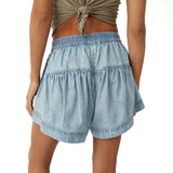 Francesca | Women's Shorts with Button Waist and Ruched Panels