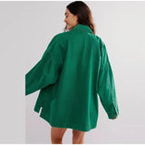 Jane | Women's Oversized Washed Denim Jacket with Side-Split Hem