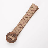 Calla | Women Belt with Woven Straw and Wood Buckle