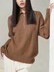 Skylar | Women's Cotton Pullover with Wide Collar and Chest Zipper Detail
