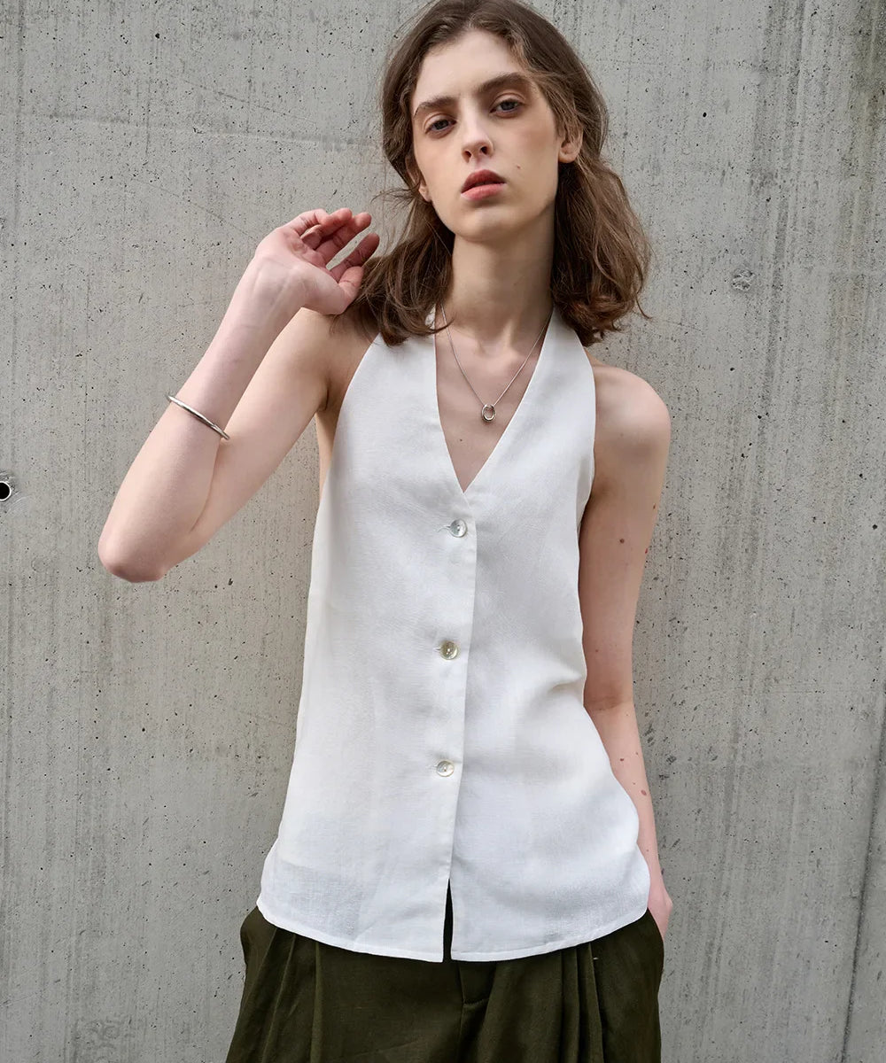 Juniper | Women Top With Linen Halter Neck