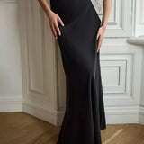 Seraphine | Women's Satin Maxi Skirt with Fishtail Hem