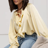 Liora | Women Blouse With Drawstring Sleeve Detail