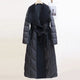 Margaux | Women's Long Quilted Duck Down Coat with Wool Shawl Collar and Tie Waist