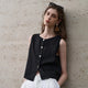 Luna | Women Top With Linen Asymmetric Hem