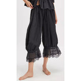 Eve | Women's Wide Leg Cotton Pants with Lace Cuffs