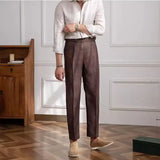Wesley | Men's Linen Pants with High-Waist Straight-Leg