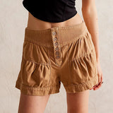 Francesca | Women's Shorts with Button Waist and Ruched Panels