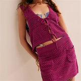 Ellary | Women's Crochet Two Piece Set Mini Skirt