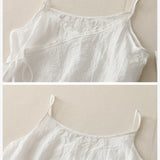 Audrey | Women's Lace Up Cotton Linen Camisole Tank Top