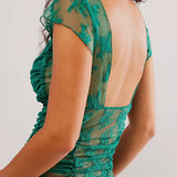 Verde | Women Top With Ruched Mesh Fabric