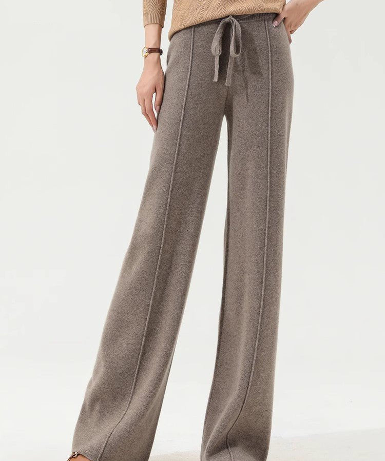 Sandrine | Women's Merino Wool Wide Leg Trousers with High Waist