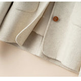 Anne | Women's Retro-Inspired Wool Coat with Round Neck and Button Accents