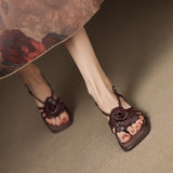 Soleil | Women Sandals with Square Toe and Flower