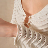 Alessia | Women's Sheer Knit Maxi Dress with Plunging Neckline
