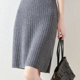 Camilla | Women's Skirt with Ribbed Texture and Midi Length
