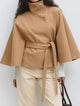 Novara | Women's Wool Blend Cape Coat with Stand Collar and Belted Waist