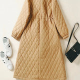 Maren | Women's Diamond Quilted Long Coat with Drawstring Waist