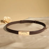 Camille | Women Leather Belt with Gold Buckle and Smooth Finish