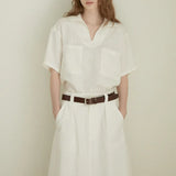 Eleanor | Women Top With Linen Open Collar