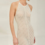 Mabel | Women's Crochet Knit Halter Maxi Dress with Open Back