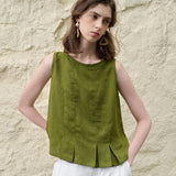Victoria | Women Top With Linen Cotton Seam Detail