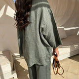 Taylor | Women's Cotton Linen Two Piece Set Trousers