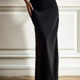 Seraphine | Women's Satin Maxi Skirt with Fishtail Hem