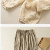 Fleurine | Women's Billowed Wide Leg Pants with Drawstring Waist